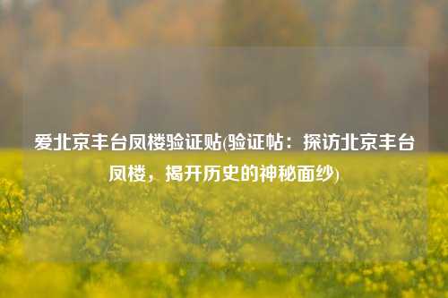 爱北京丰台凤楼验证贴(验证帖：探访北京丰台凤楼，揭开历史的神秘面纱)